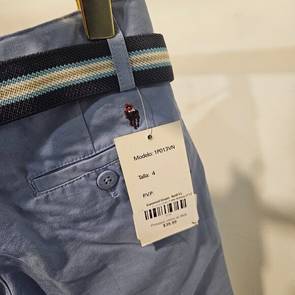 Prinston Chinos Boys Blue Pants w Belt US 8 - Picture 4 of 5